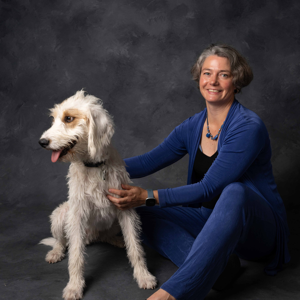 Christine Petersen with her dog Catfish